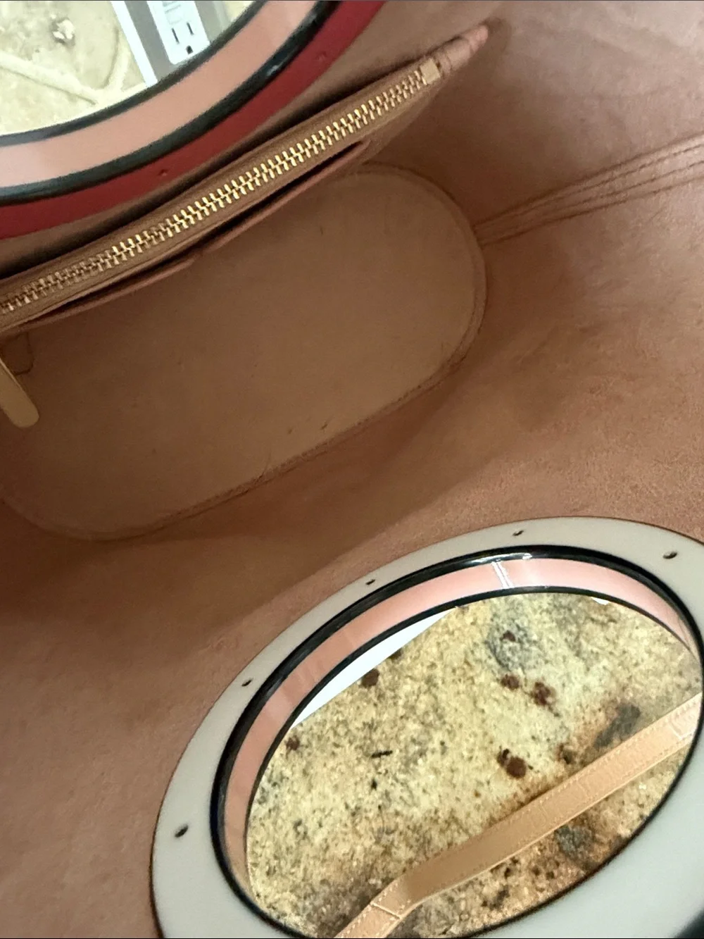 kate spade Colorblock Pink/tan Leather Shoulder Bag with Circular Handle